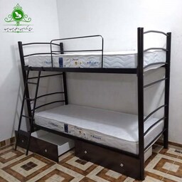 تخت خواب دو طبقه مدل میله ای  با کشو بدون تشک   (پرداخت کرایه پس از تحویل)