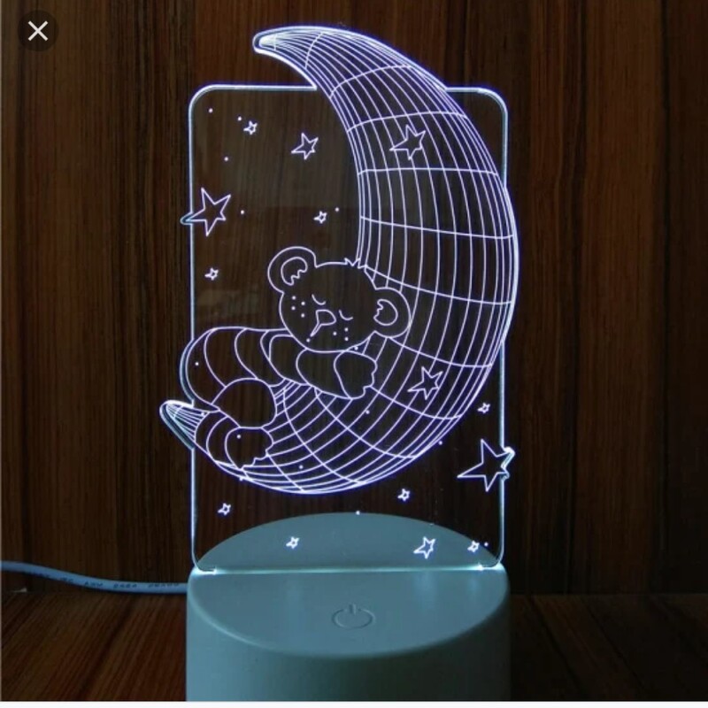 چراغ خواب سه بعدی فانتزی طرح خرگوش و خرس