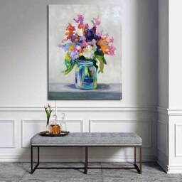 تابلو بوم چاپی لاویا طرح گلدان گلهای رنگی کد LAV-1183