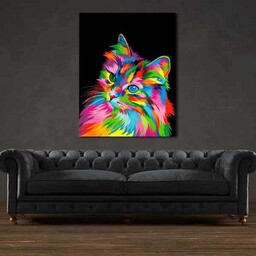 تابلو بوم چاپی لاویا طرح گربه رنگی کد LAV-2222