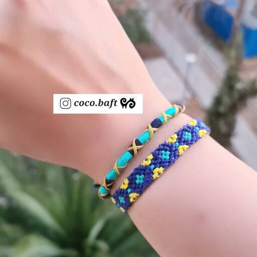 دستبند بافت سنتی نیلی و دستبند لوله ای