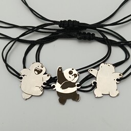 دستبند ست سه نفره خرس  استیل حکاکی شده رنگ ثابت تضمینی 