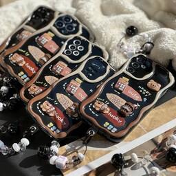 قاب کاور گوشی خرس شکلاتی با آویز و عروسک های برجسته  برای سامسونگ آیفون شیائومی ردمی
