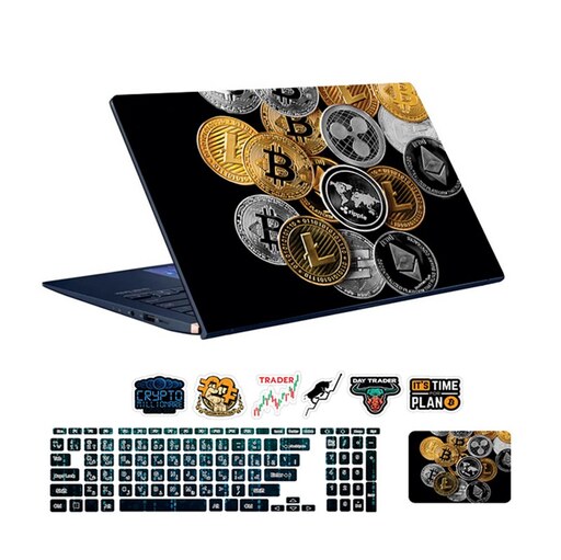 اسکین(برچسب) لپتاپ به همراه استکیر کیبورد و تاچ پد-طرح bitcoin-کد10-سفارشی