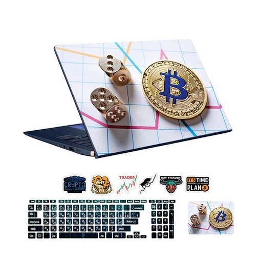 اسکین(برچسب) لپتاپ به همراه استکیر کیبورد و تاچ پد-طرح bitcoin-کد13-سفارشی