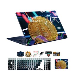 اسکین(برچسب) لپتاپ به همراه استکیر کیبورد و تاچ پد-طرح bitcoin-trade -کد19-سفارشی