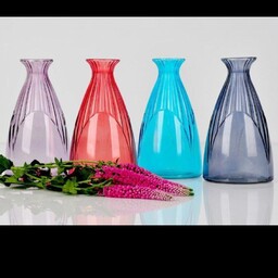 گلدان شیشه ای طرح دار رنگی