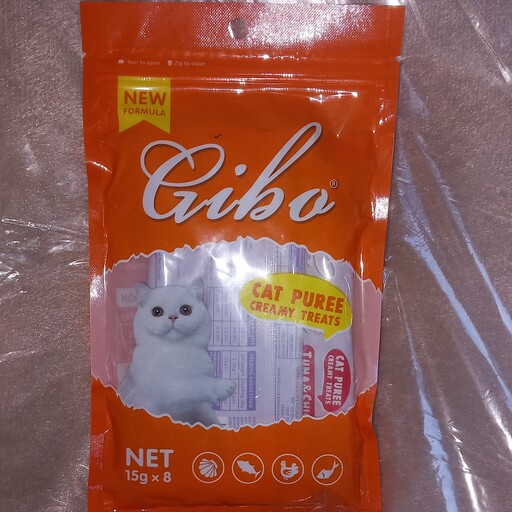 بستنی گربه گیبو با طعم ماهی تن و مرغ  15 گرمی با استاندارد ISO