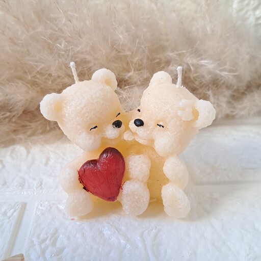 شمع زیبای خرس دوقلو مناسب برای ولنتاین هدیه و گیفت قابل اجرا در هر رنگ با هر تعدادی