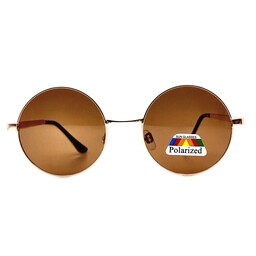 عینک آفتابی گرد فلزی رنگ قهوه ای پلاریزه اسپرت مردانه و زنانه 