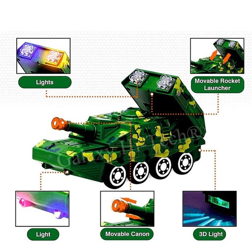 اسباب بازی تانک نفربر موزیکال چراغدار با جعبه مناسب هدیه