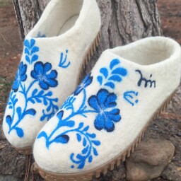 کفش نمدی زنانه با زیره پیو تماما کار دست   تولید محصولات نمدی لَمه (مستقیم از تولیدکننده) با کیفیت بینظیر