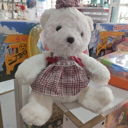 عروسک خرس سفید لباس دار