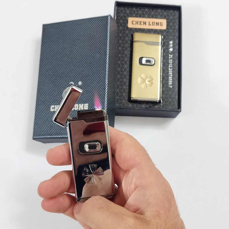فندک دکمه کشویی برقی هدیه و کادویی خاص - در دو رنگ طلایی و نقره ای