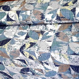 پارچه ملحفه  رو تختی ، رو بالشی  (طوبی) (به صورت متری) طرح گلبرگی آبی با زمینه سفید طرح دار