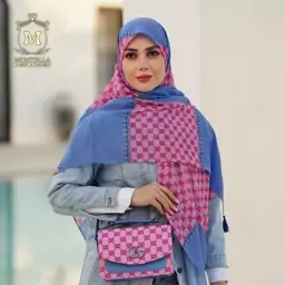 ست کیف و روسری زنانه طرح جدید  خاص و شیک رنگ جین صورتی طرح گوچی mo892