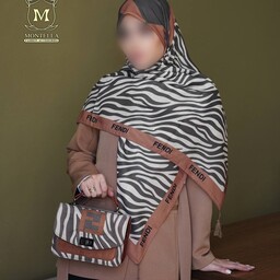 ست کیف و روسری و شال زنانه رنگ عسلی طرح زبرا روسری نخی منگوله دار رنگ عسلی mo499