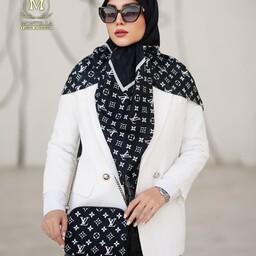 ست کیف و روسری یا شال رنگ مشکی طرح ال وی سیاه و سفید mo755