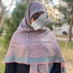 روسری ژاکارد رنگی دور ریش طرح جذاب گورخری ( قواره 140)