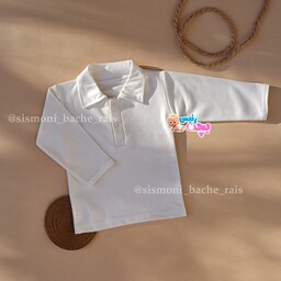 بلوز لباس پیراهن یقه دار سفید ساده نوزادی نخ پنبه بچگانه