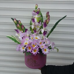 باکس گل ترکیبی گلهای مصنوعی صورتی