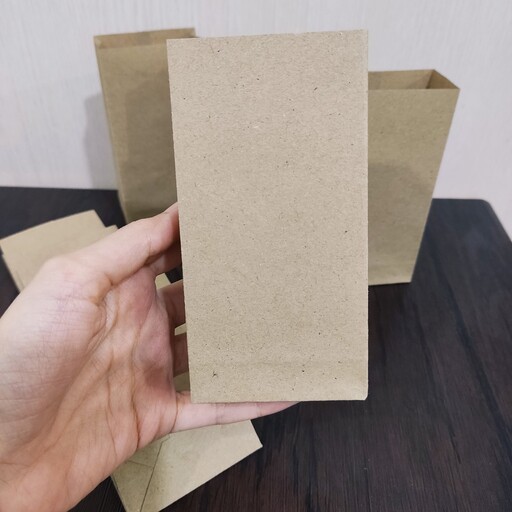 پاکت کرافت کاغذی پاکت حجم دار  6و نیم در12 سانت رنگ قهوه ای شتری  مناسب بسته بندی اکسسوری های کوچک پاکت بدلیجات