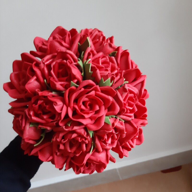 دسته گل عروس ،دسته گل مصنوعی قرمز