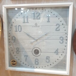 ساعت دیواری چوبی شوبرت مربع سفید کد