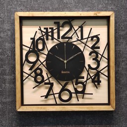 ساعت  دیواری چوبی مربع عددی