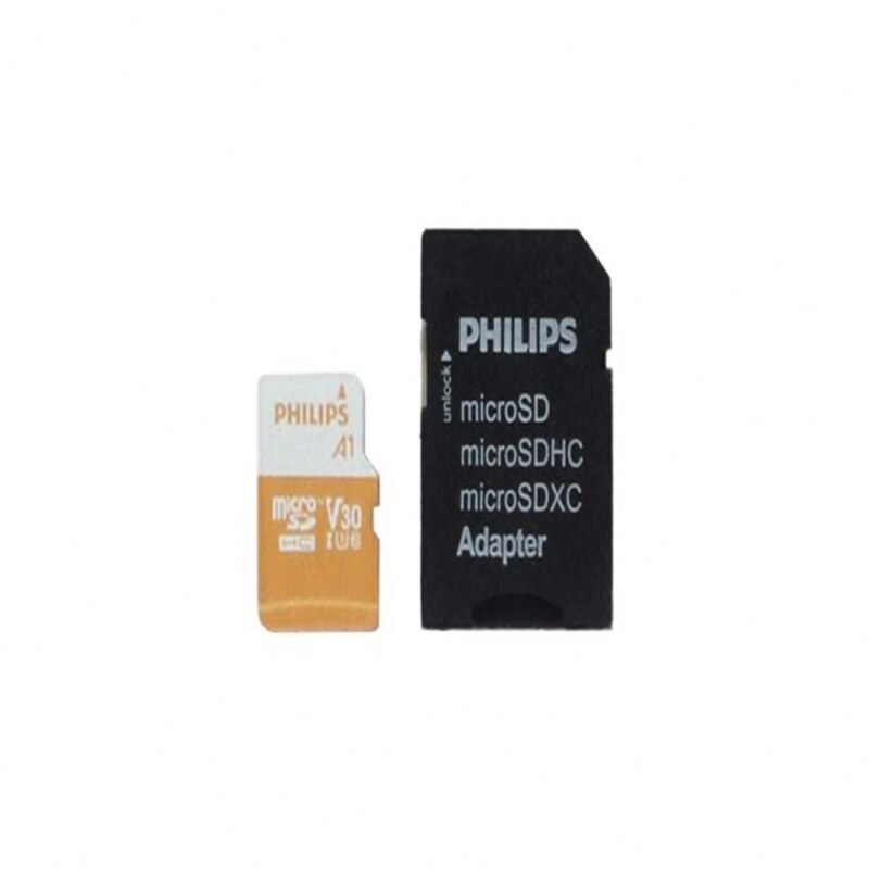 کارت حافظه PHILIPS microSDHC  adapter UHS-I Ultra Speed U3 Class 10 V30 A1 - 95MBs   32GB 