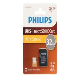 کارت حافظه PHILIPS microSDHC  adapter UHS-I Ultra Speed U3 Class 10 V30 A1 - 95MBs   32GB 