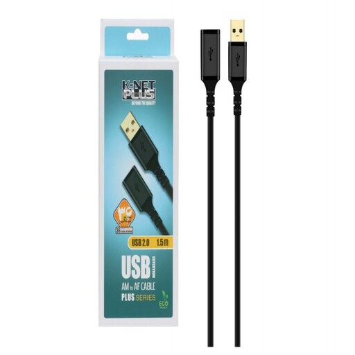 کابل افزایش طول یو اس بی  1.5 متری مشکی رنگ K Net Plus USB2.0 مدل  KP-CUE2015