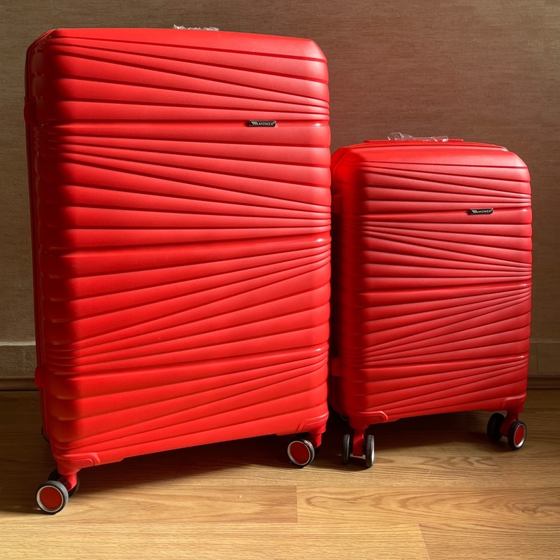 چمدان برند مونزا رنگ قرمز سایز بزرگ و کوچیک