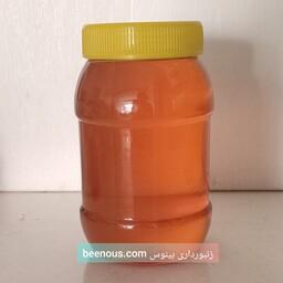 عسل گون نیمه تغذیه یک کیلویی (  زنبور در صحرای عسل  با شربت شکر تغذیه شده است. )  