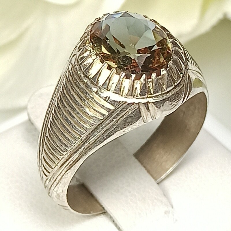 انگشتر الکساندریت نقره الماس تراش 1