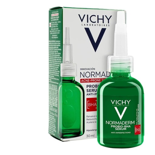 سرم ضد جوش پروبیو-BHA نورمادرم ویشی (Vichy Normaderm Probio-BHA Serum) یک سرم ضد عیوب پوست، با فرمول ابتکاری با ترکیب 5 