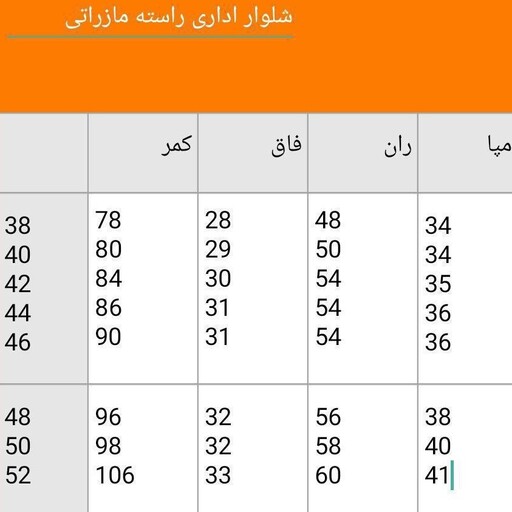 شلوار راسته اداری جنس مازراتی قد100سایز38تا54