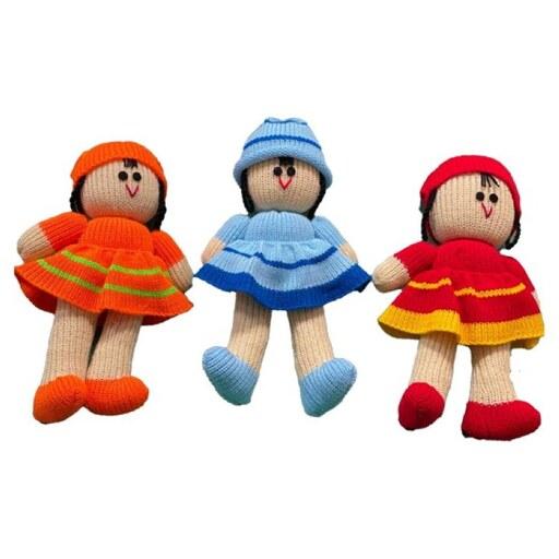 عروسک بافت طرح دختر و پسر با رنگبندی با قد 27 سانتی