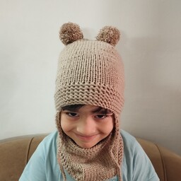 ست کلاه و شال گردن رینگی دستباف بچگانه ماهرو نوزادی تا 3سال
