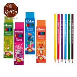 مداد رنگی 6 رنگ پالمو باکیفیت مناسب مداد رنگی خوب نوشت افزار ایرانی پهلوون لوازم التحریر ایرانی مداد رنگی ارزان خوب 