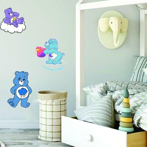 استیکر دیواری اتاق کودک مدل خرسهای مهربان مجموعه 3 عددی 