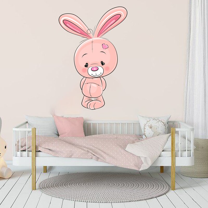 استیکر دیواری اتاق کودک مدل خرگوش خجالتی 100 50