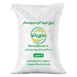 برنج قهوه ای سبوسدار - 5 کیلویی - پاک شده با دستگاه - محصول گیلان