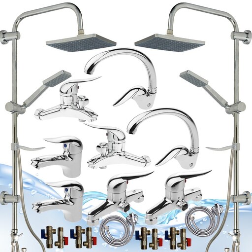 ست 20تایی شیرآلات اهرمی اردکی با علم دوش حمام رسوبگیر اتومات
