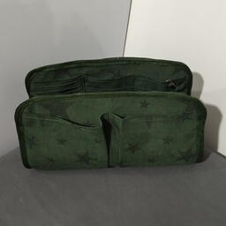 نظم دهنده کیف سایز بزرگ  از جنس پارچه ستاره ای سبز برای نظم دادن به وسایل داخل کیف  