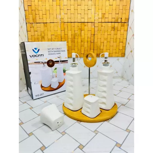 سرویس جای آبلیمو و روغن و نمک پاش 4 عددی پایه بامبو

VOGATI OIL AND VINEGAR SET CERAMIC

