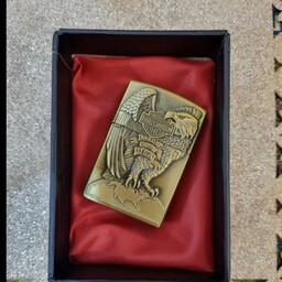 فندک زیپو گازی طرح عقاب طلایی به همراه جعبه کادویی