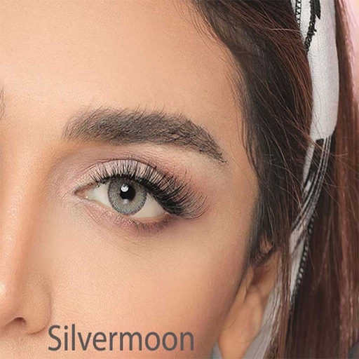 لنز رنگی طوسی عسلی دور مشکی سالانه آیس کالر silvermoon 