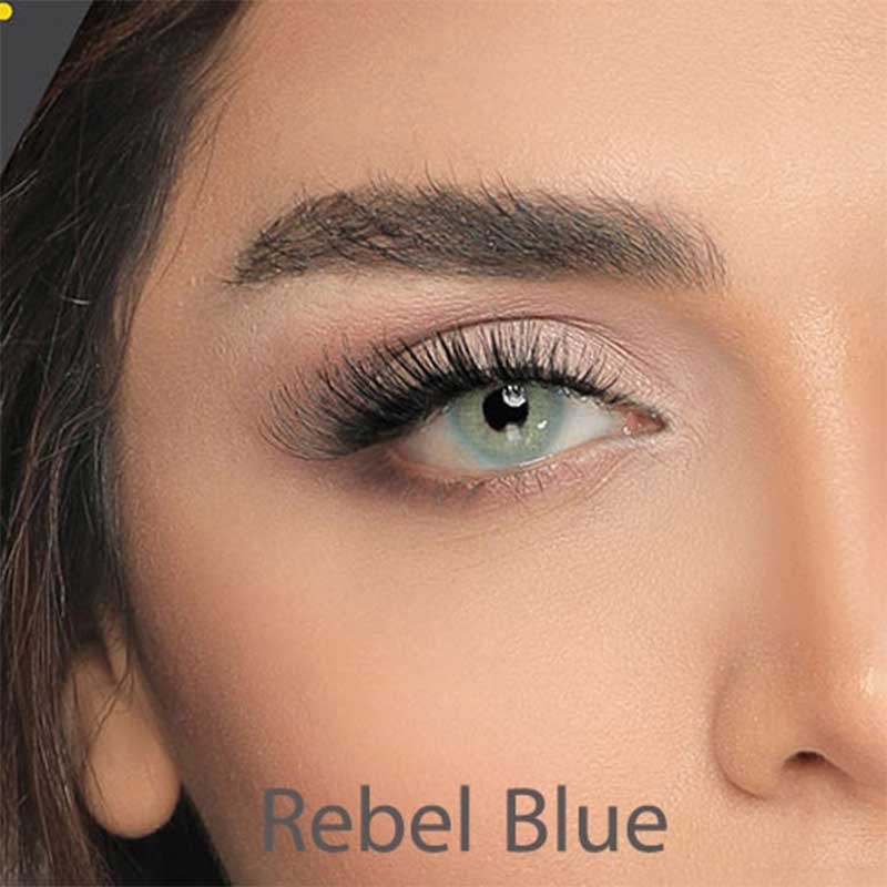 لنز رنگی آبی عسلی روشن سالانه آیس کالر  rebelblue