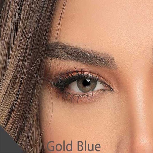 لنز رنگی آبی عسلی دور مشکی طبیعی سالانه لاکچری آیس کالر goldblue